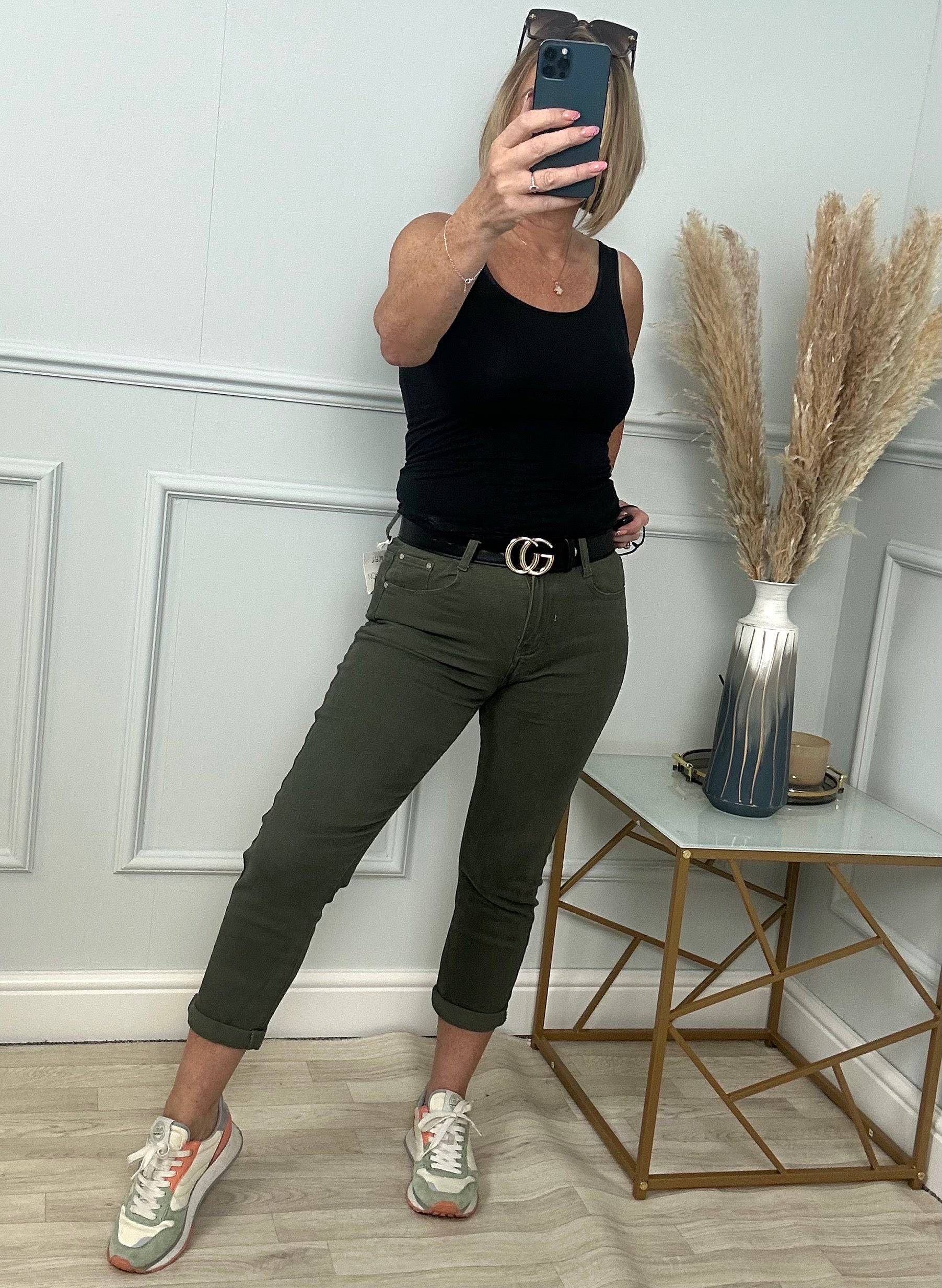 G-Smack Emily Mom Fit Jeans 8-18 Khaki - Susie's Boutique