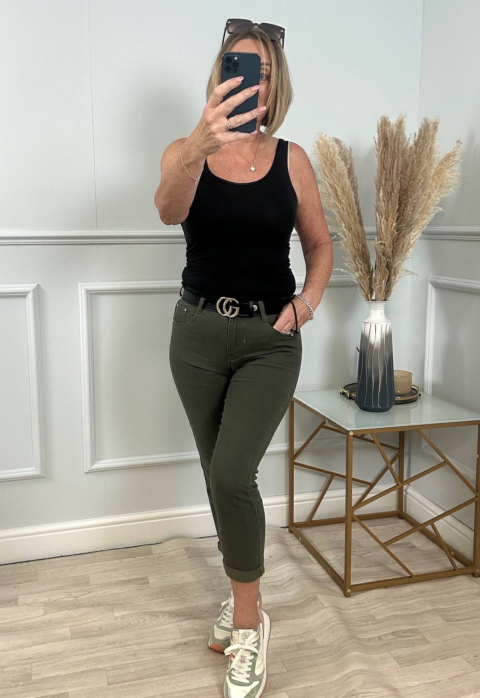 G-Smack Emily Mom Fit Jeans 8-18 Khaki - Susie's Boutique