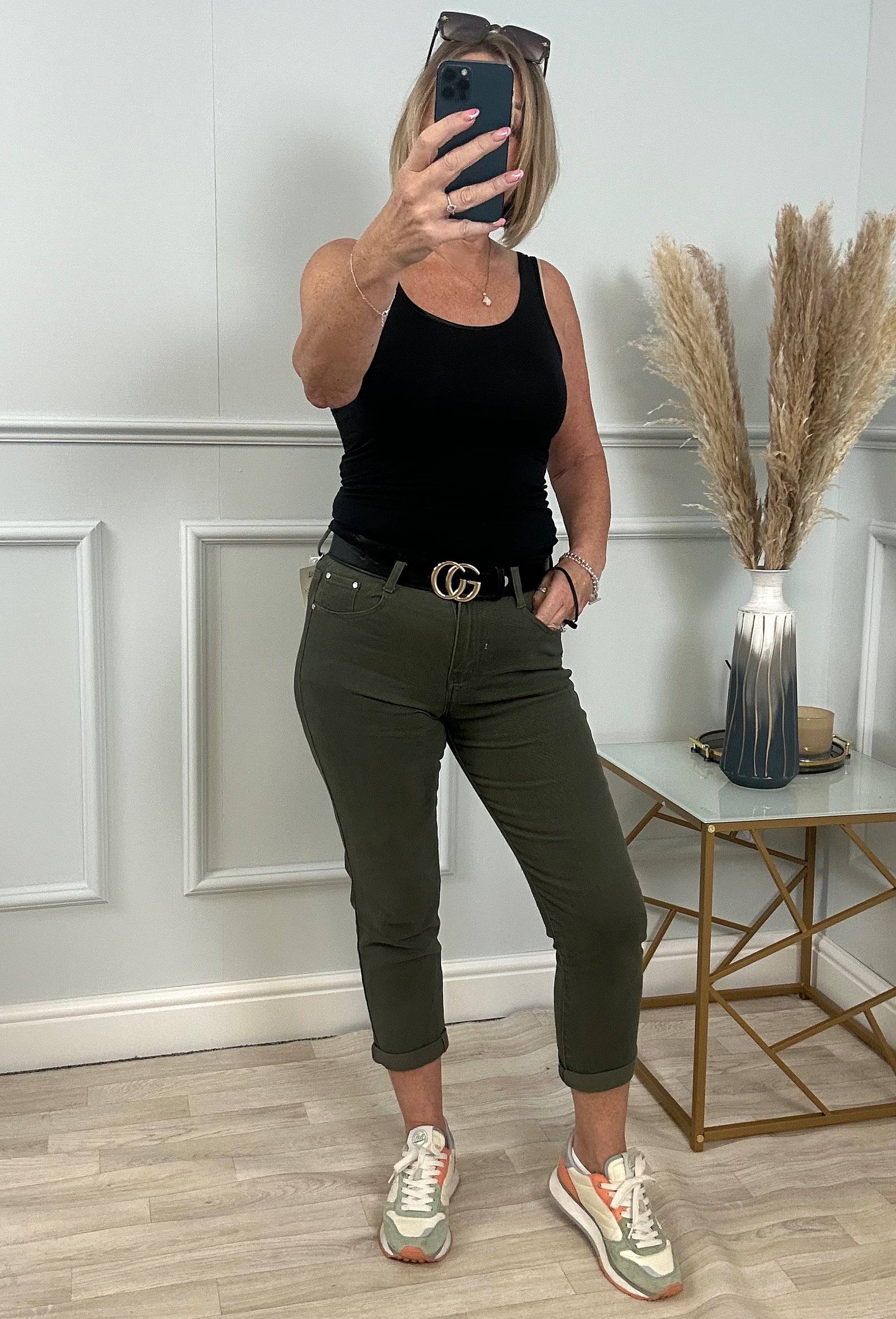 G-Smack Emily Mom Fit Jeans 8-18 Khaki - Susie's Boutique