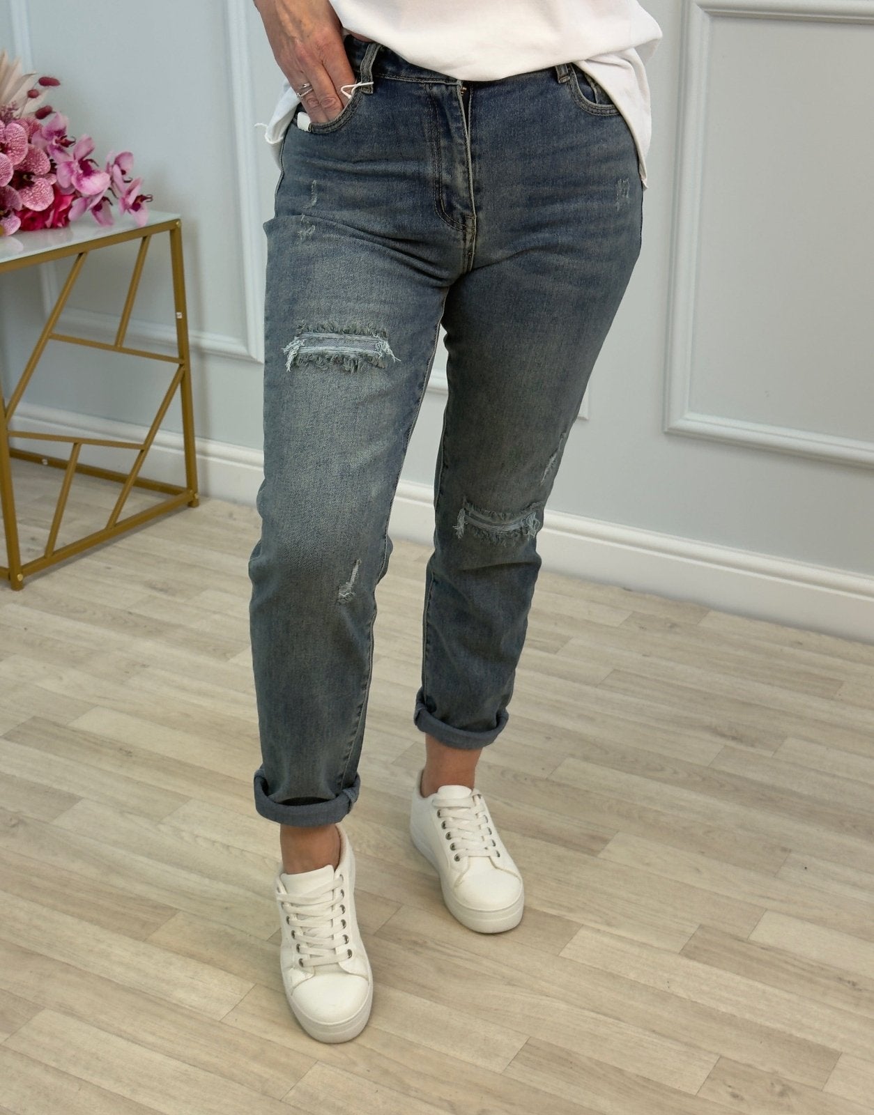 Emily Ripped Mom Jeans 8 - 18 Vintage Mid Blue - Susie's Boutique - | Women's Fashion Online