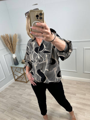 Jacey Wave Print Oversized Shirt sized  8-20 NO RETURNS ON SALE ITEMS