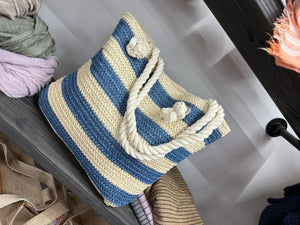 Boho Striped Tote Bag with Rope Handles - Susie's Boutique - | Women's Fashion Online