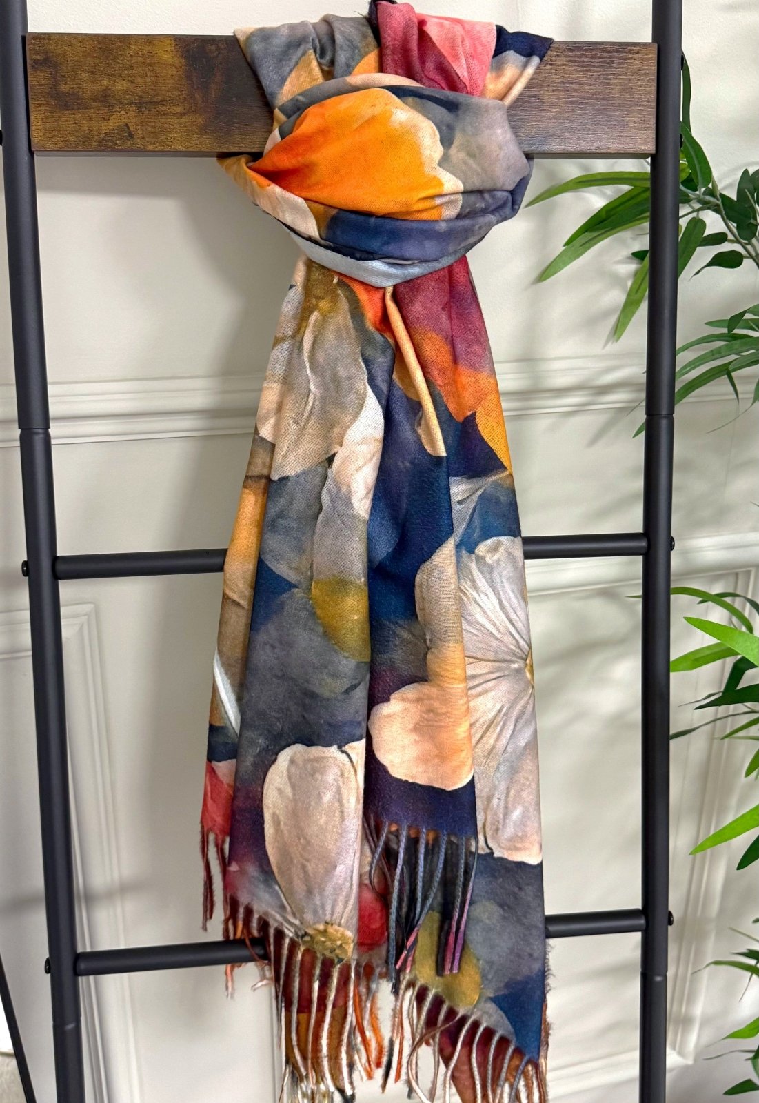 Watercolour Floral Tassel Scarf – Sunset Petals - Susie's Boutique - | Women's Fashion Online