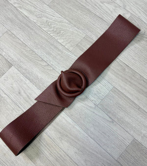 Soft Leather Wrap Belt with Round Covered Buckle – One Size Tan - Susie's Boutique - | Women's Fashion Online