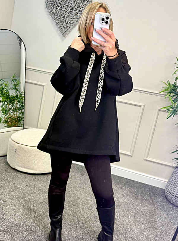 Julie Oversized Fleece Hoodie 10-18 Black - Susie's Boutique