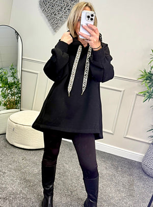 Julie Oversized Fleece Hoodie 10-18 Black - Susie's Boutique