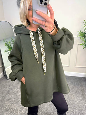 Julie Oversized Fleece Hoodie 10-18 Khaki - Susie's Boutique