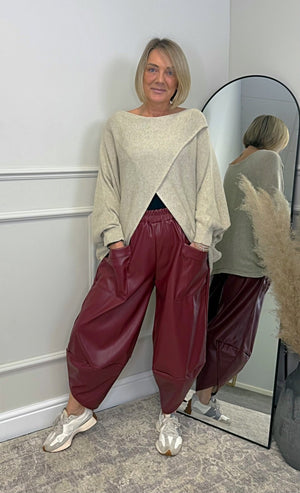 Lauren PU Cocoon Pants 12 - 18 Wine - Susie's Boutique - | Women's Fashion Online