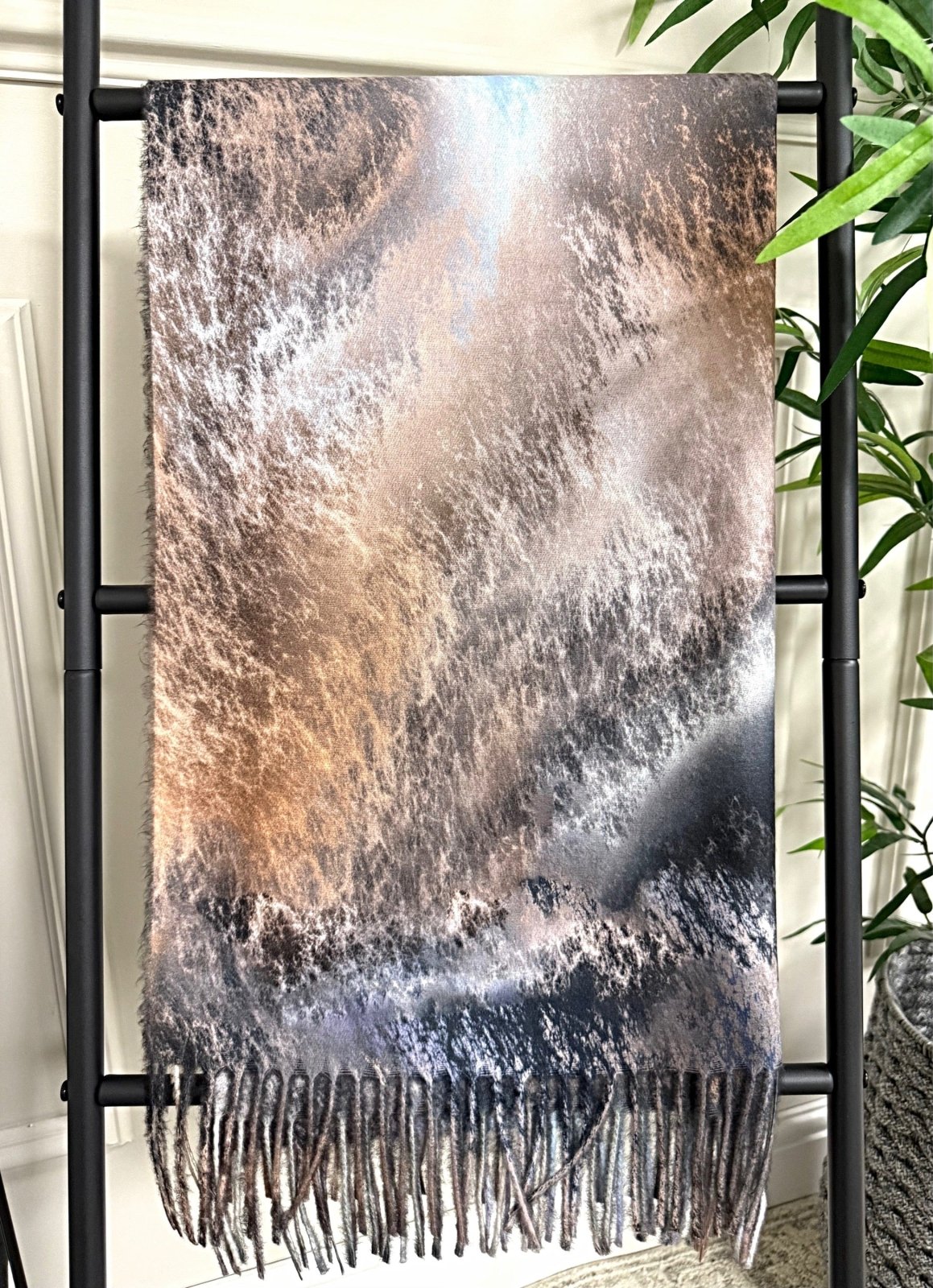 Reversible Watercolour Tassel Scarf Blue - Susie's Boutique - | Women's Fashion Online