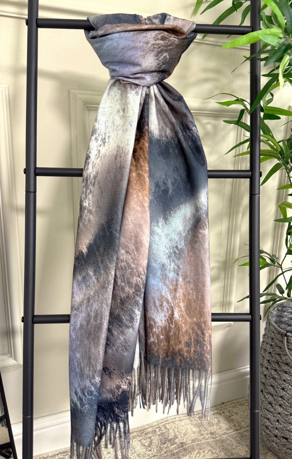 Reversible Watercolour Tassel Scarf Blue - Susie's Boutique - | Women's Fashion Online