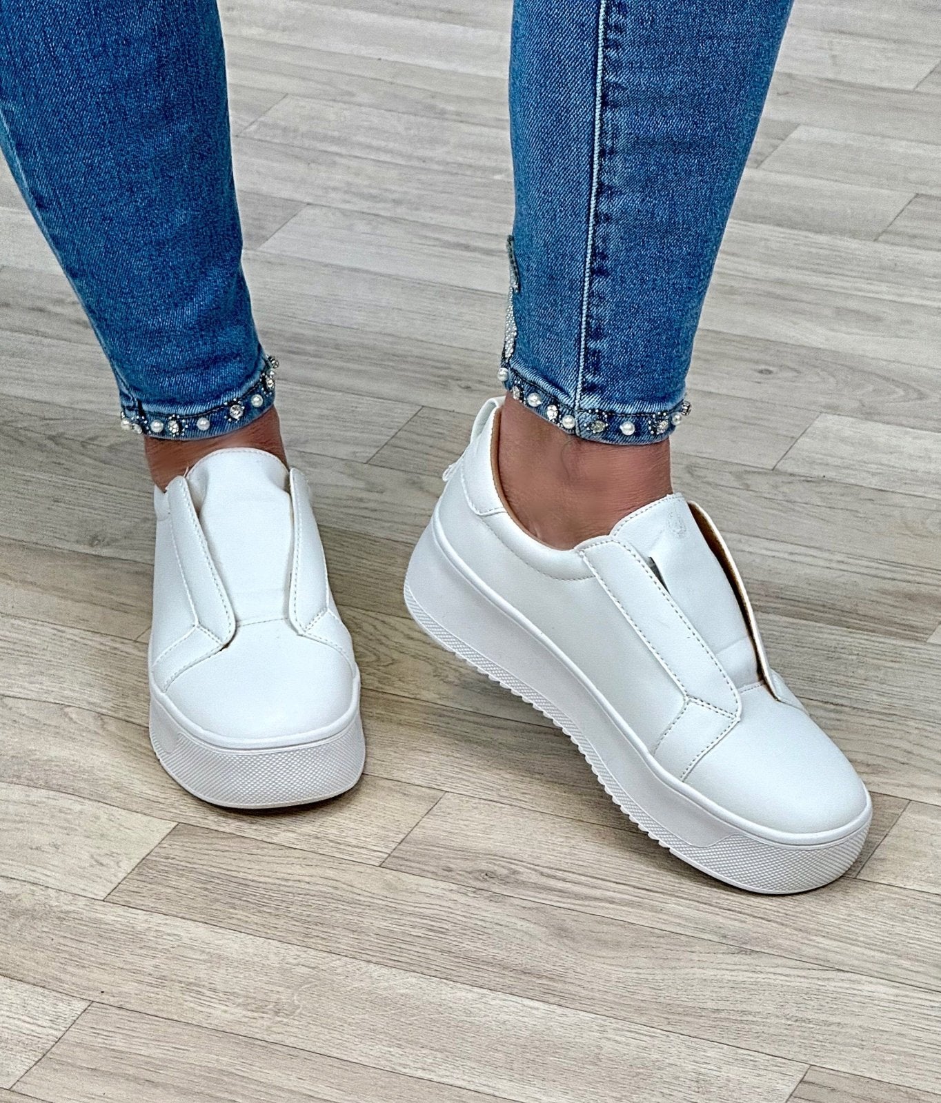 Riva Slip - On Platform Trainers White - Susie's Boutique - | Women's Fashion Online