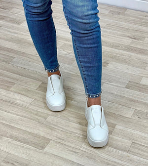 Riva Slip - On Platform Trainers White - Susie's Boutique - | Women's Fashion Online