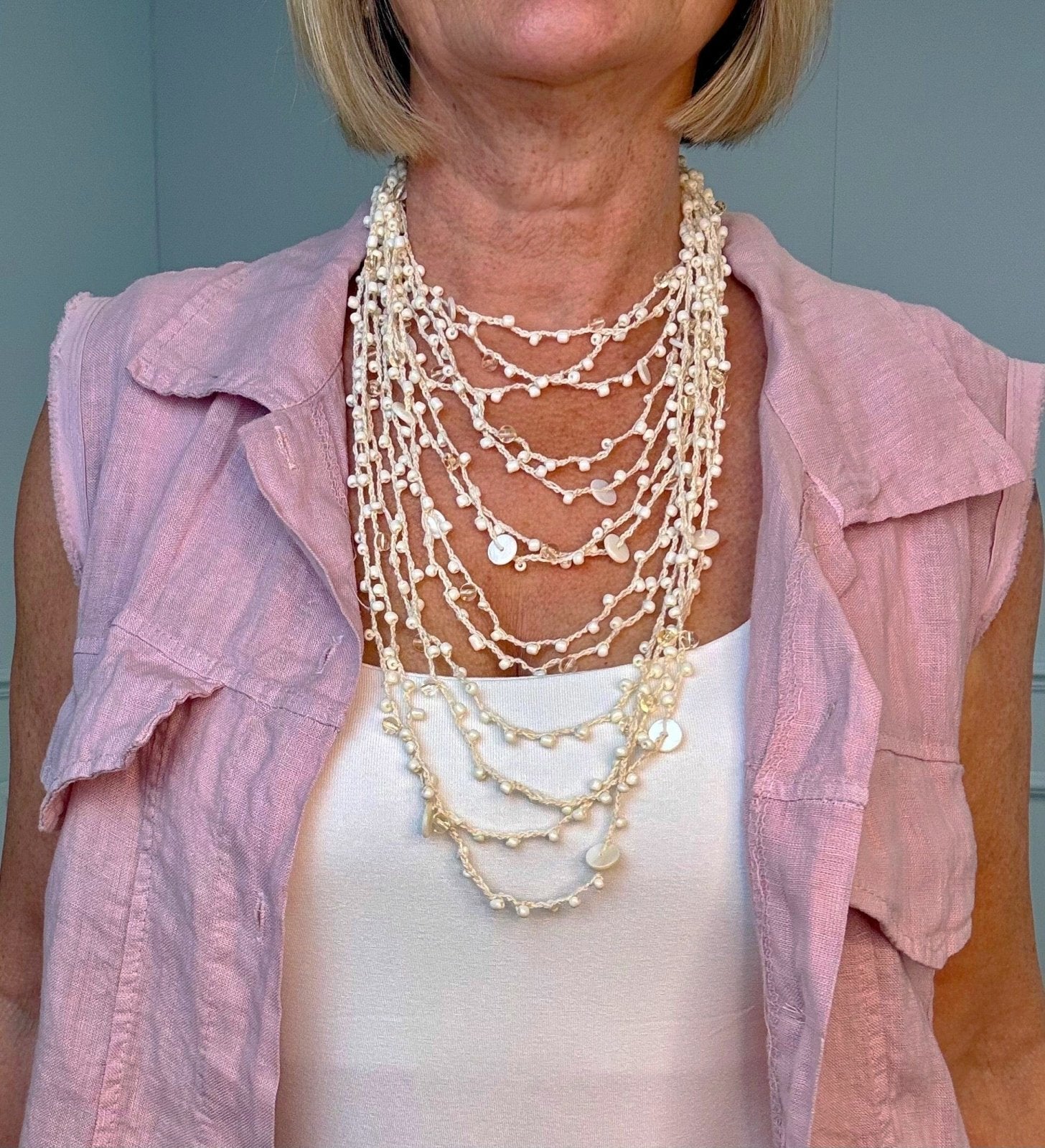 Multi - Strand Shell & Bead Layered Necklace - Susie's Boutique - | Women's Fashion Online