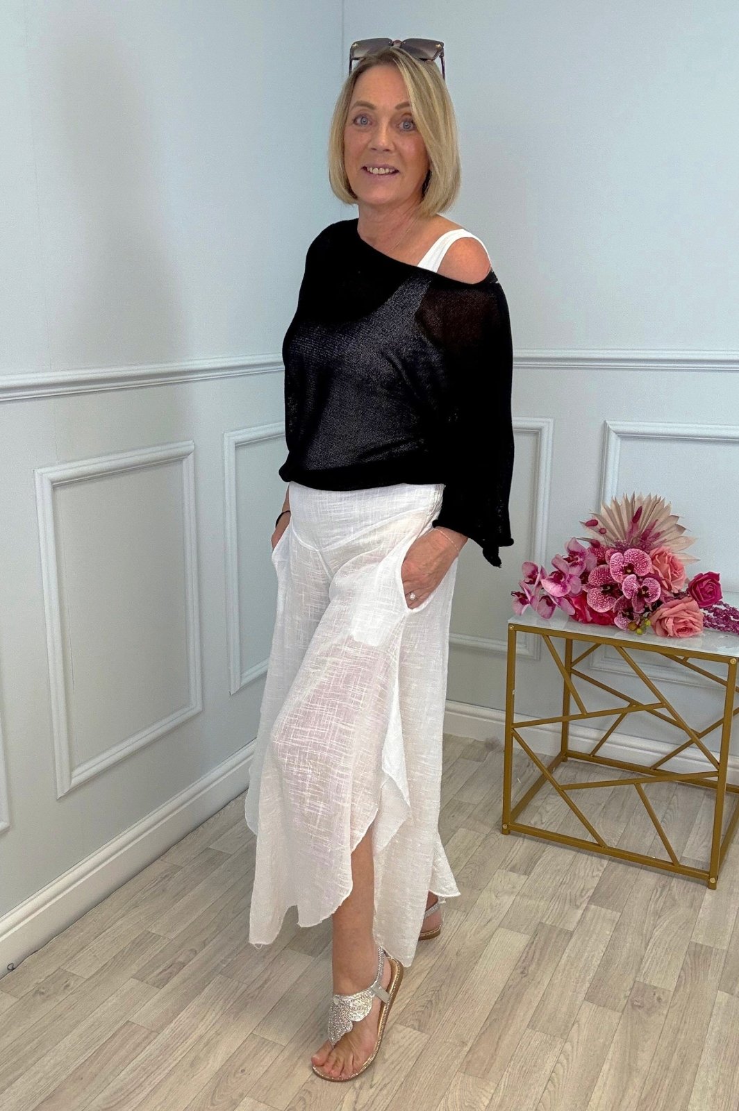 Luna Wide Leg Panel Trousers 10 - 18 White - Susie's Boutique - | Women's Fashion Online