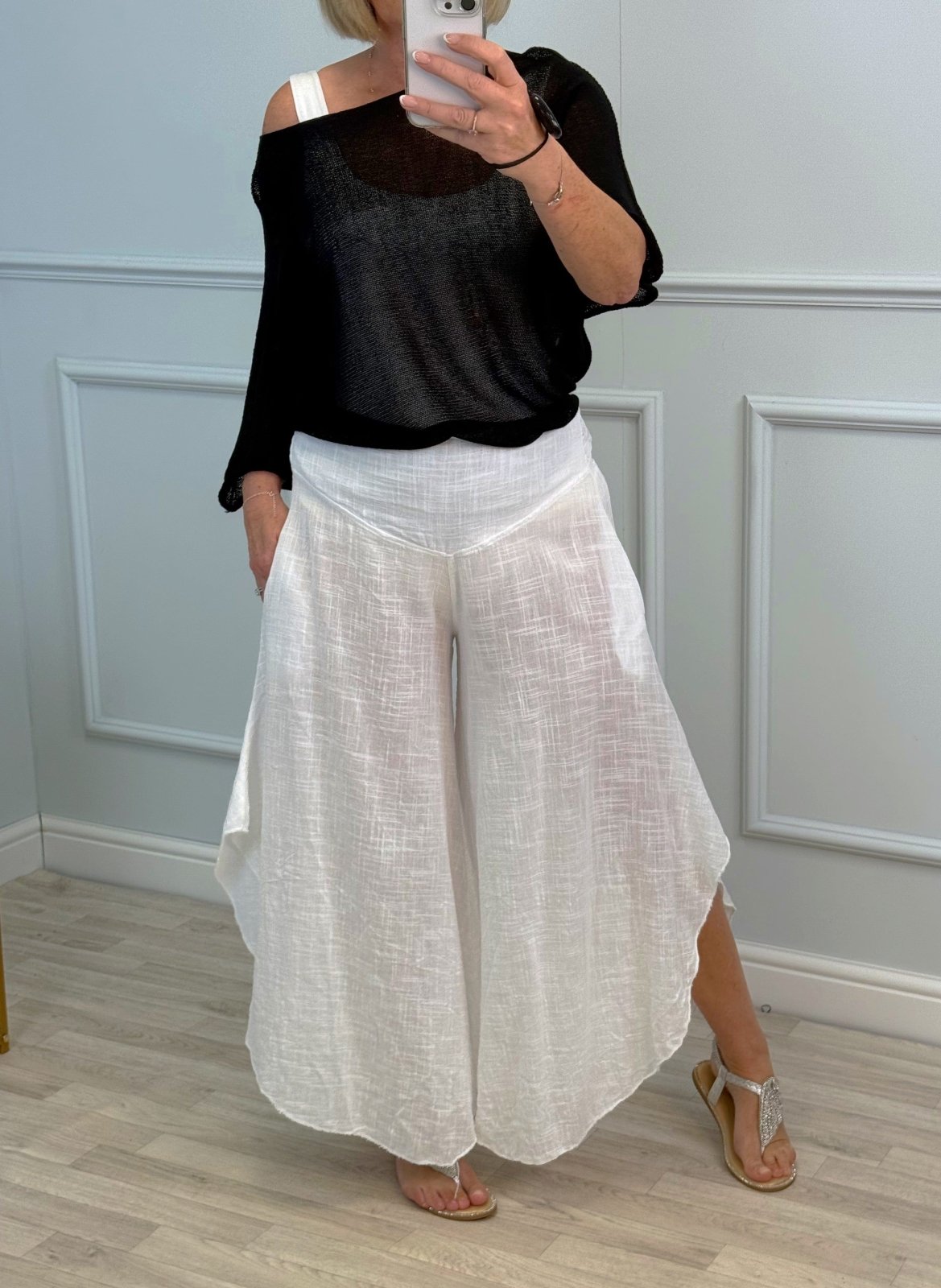 Luna Wide Leg Panel Trousers 10 - 18 White - Susie's Boutique - | Women's Fashion Online