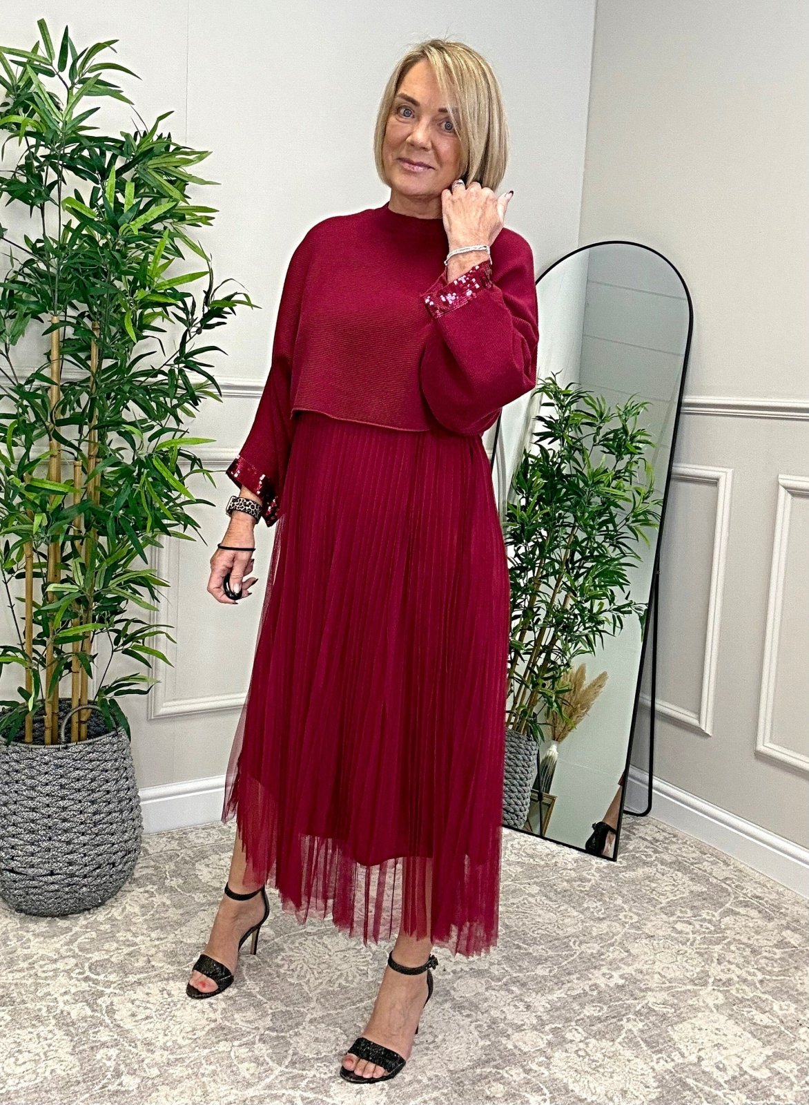 Aurelia Jumper & Pleated Tulle Dress Set – Wine - Susie's Boutique - | Women's Fashion Online