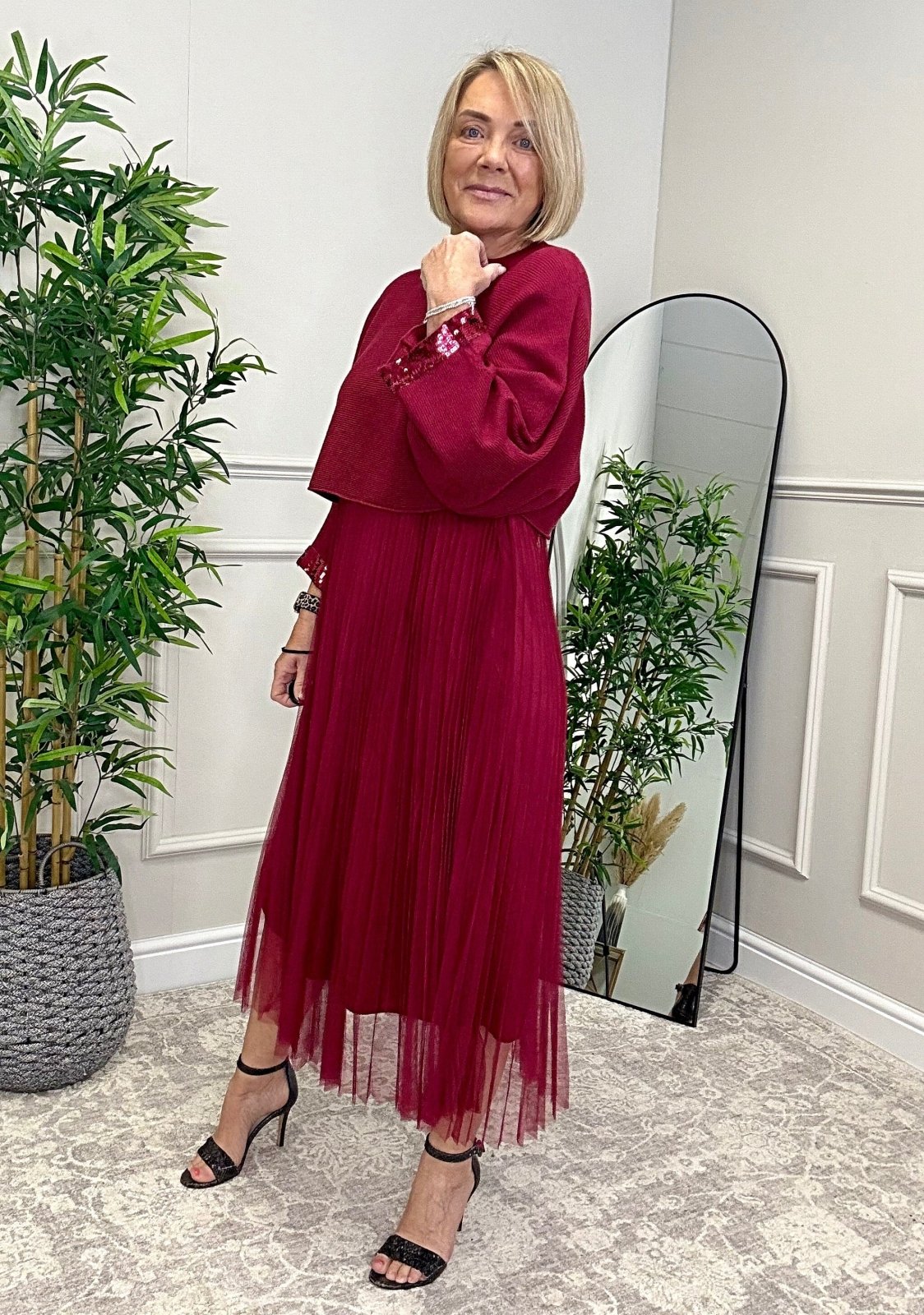 Aurelia Jumper & Pleated Tulle Dress Set – Wine - Susie's Boutique - | Women's Fashion Online