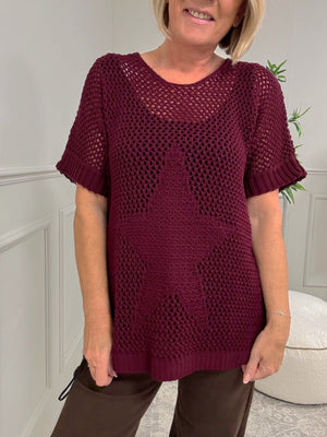 Star Mesh Knit Jumper 8 - 18 Wine - Susie's Boutique - | Women's Fashion Online