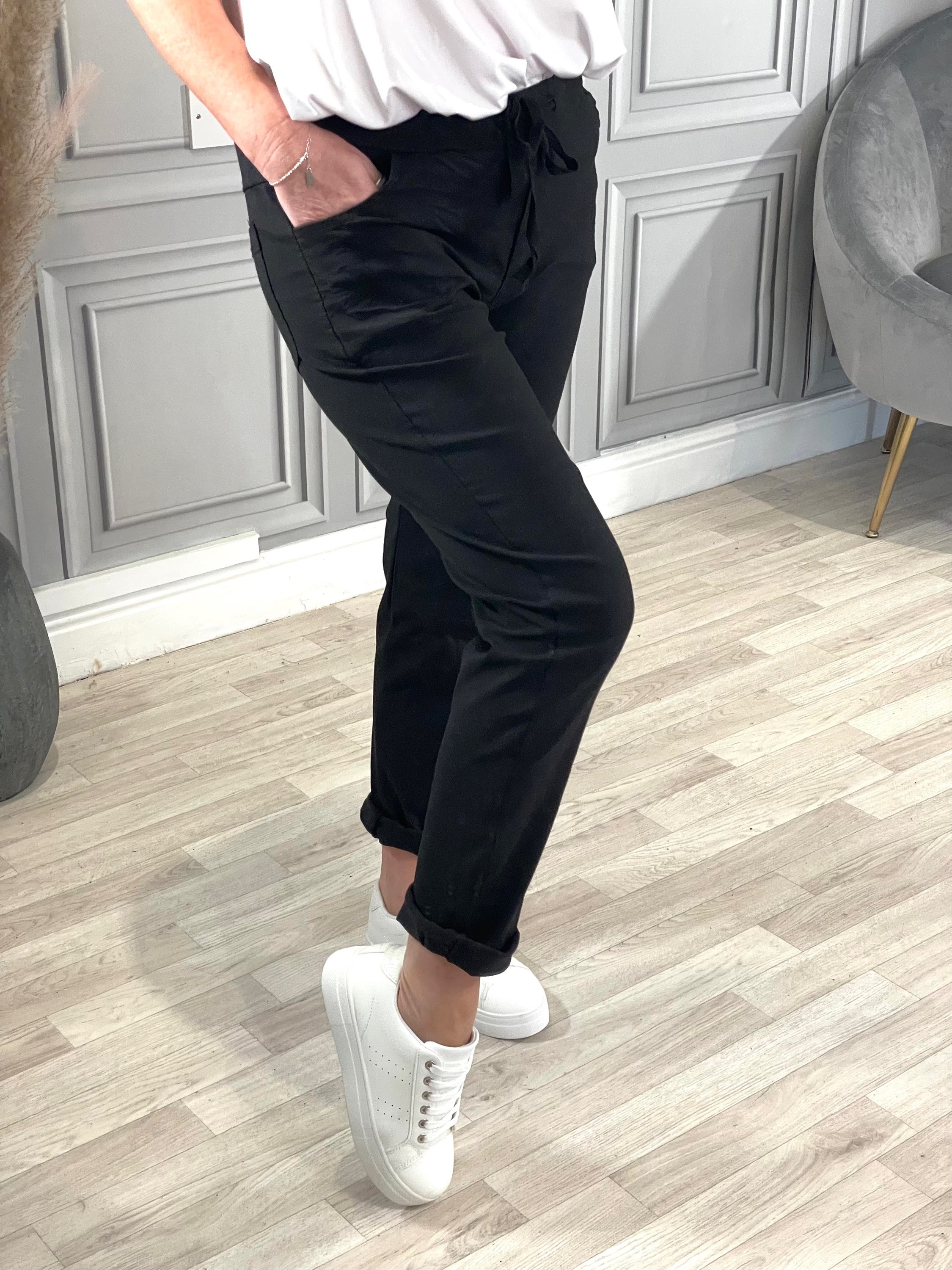 Black Ponte Stretch Trousers  Yours Clothing