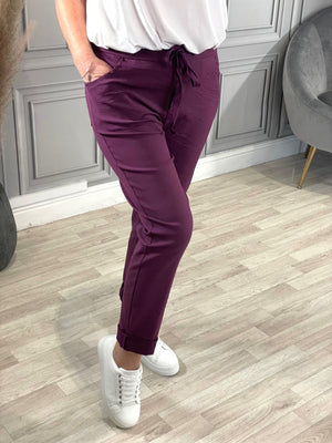 Julia Stretch Magic Trousers 8-22 Plum - Susie's Boutique