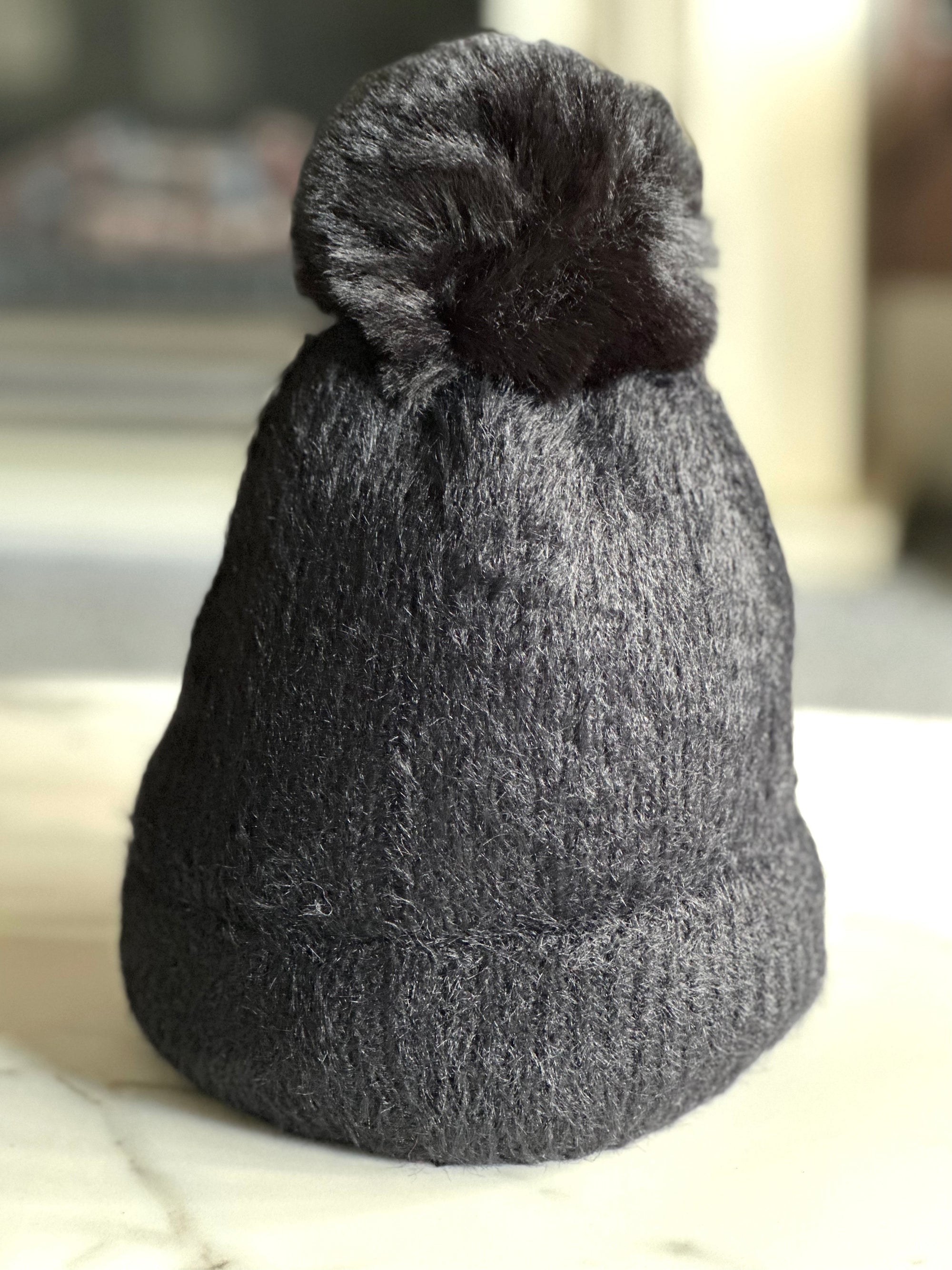 Fleece Lined Pom Pom Hat NO RETURNS ON SALE ITEMS - Susie's Boutique