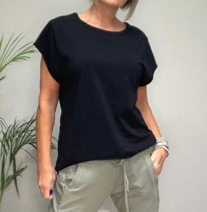 Lottie Plain Dip Hem Essential T-Shirt Top 8-16 - Susie's Boutique