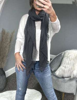 Raw Edge Muslin Large Scarf - Susie's Boutique