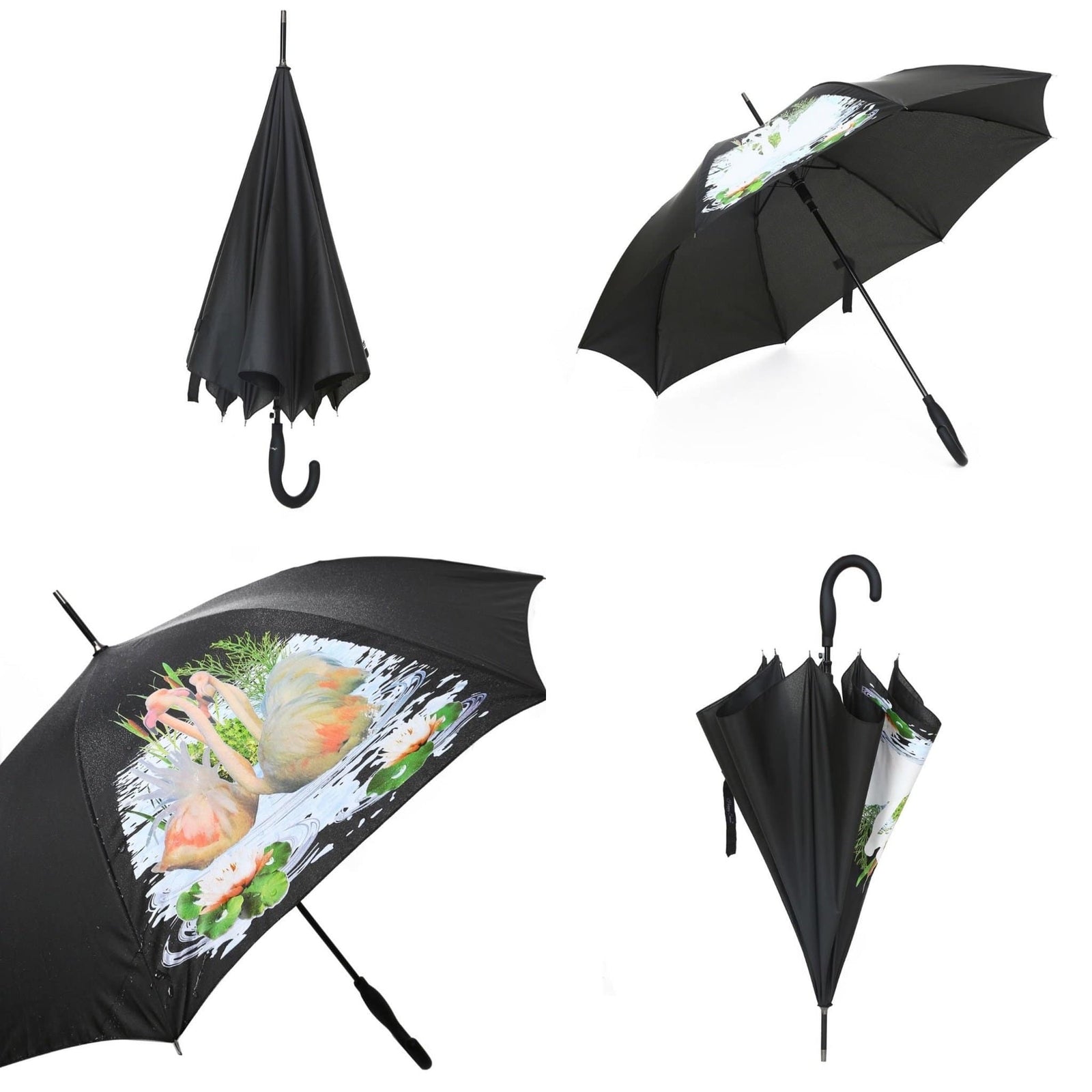 Colour changing Umbrella Flamingo Black NO RETURNS ON SALE ITEMS - Susie's Boutique